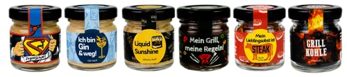 Geschenkset Grillen Echte Männer grillen mit Kohle, Altenburger Origanl Senf-Set als Geschenidee für Männer und Frauen, Präsentkorb, Präsent-Box als Ostergeschenk