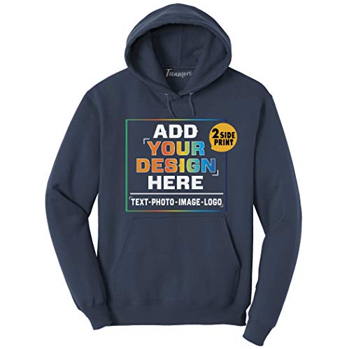 Custom Hoodie Design Your Own Personalized Sweatshirt for Men Women Front & Back Navy