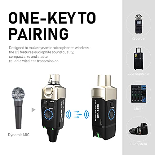 Adaptador inalámbrico Xvive XLR para micrófono dinámico y mezclador de audio miniatura 2
