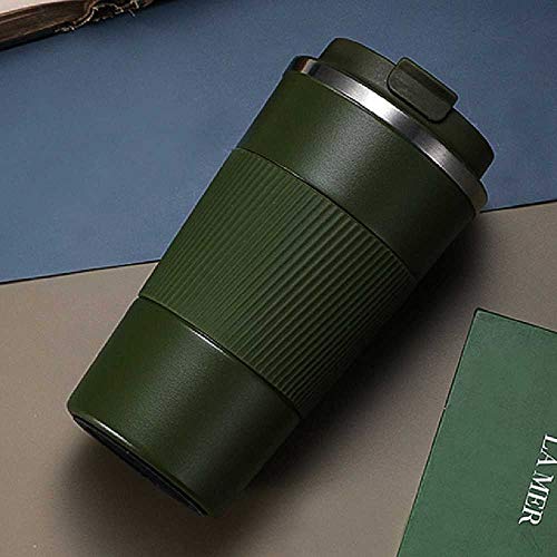 LWSS Tasse à Café en Acier Inoxydable Double Couche De 510 ML avec Thermos De Voyage sans Air pour Voiture à Manches AntidéRapantes 510ml/vert Cover