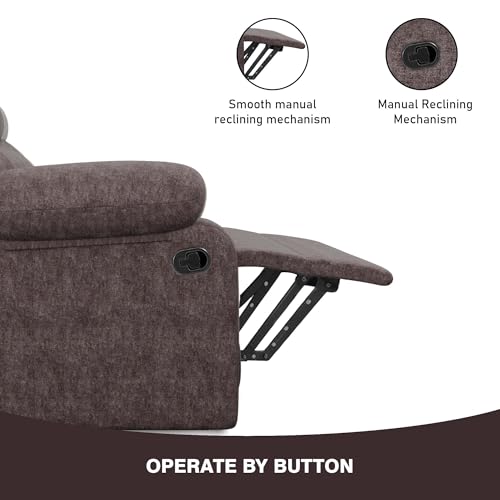Image of Amazon Brand - Solimo Lotus Single Seater | Premium Fabric | Manual Recliner | Brown