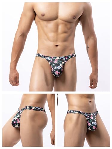 Men's Spandex Thong Low Rise Bikini Printed Briefs Underwear2