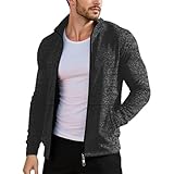 Sudadera para hombre, monocolor, cuello alto, chaqueta deportiva con cremallera, cárdigan sin capucha, chaqueta clásica, chaqueta de chándal ligera, chaqueta de punto ajustada, chaqueta de entretiempo
