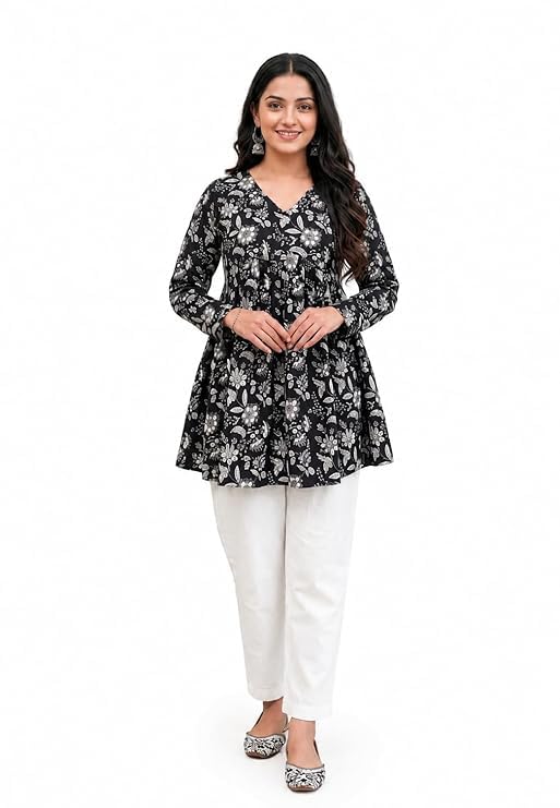 Women's Printed Short Dress | Short Kurti for Women, Pure Cotten Fabric, Daily Useful Kurti | Stylish Summer Wear for Women & Girl-picture-48