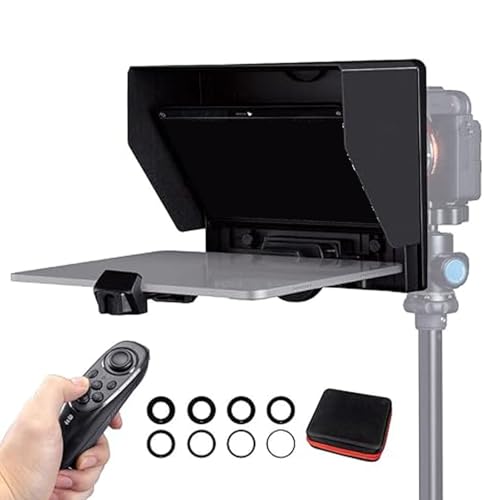 10 Inch Teleprompter, Portable Folding Teleprompter Prompter with APP Bluetooth Control, with Carry Case, for Tablet DSLR Webcam Smartphone, for Live Streaming