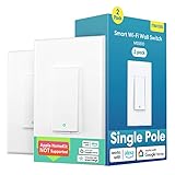 Meross Smart Light Switch, Single Pole WiFi Wall Switch, Needs Neutral Wire, Compatible with Alexa, Google Assistant and SmartThings, Remote Control, Schedules, No Hub Needed, 2 Pack