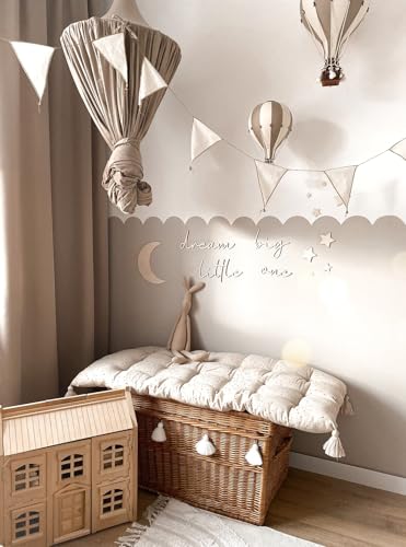 Holztraum Big Little One Schild mit Mond Stern als Kulisse Wandbeschriftung Kinderzimmer Deko für Babyzimmer Babyzimmer Wandschriftzüge Schriftzüge