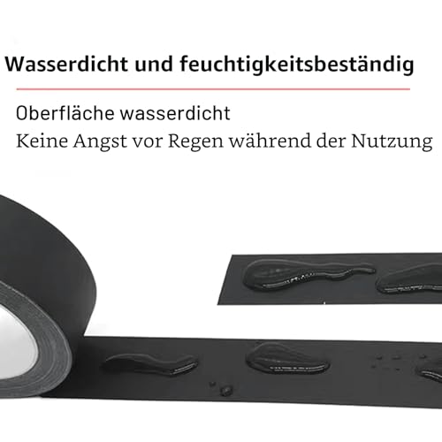 WELSTIK Gewebebänder Schwarz Gaffelband 50MM * 30,2M Gaffaband Mattes Stoffband