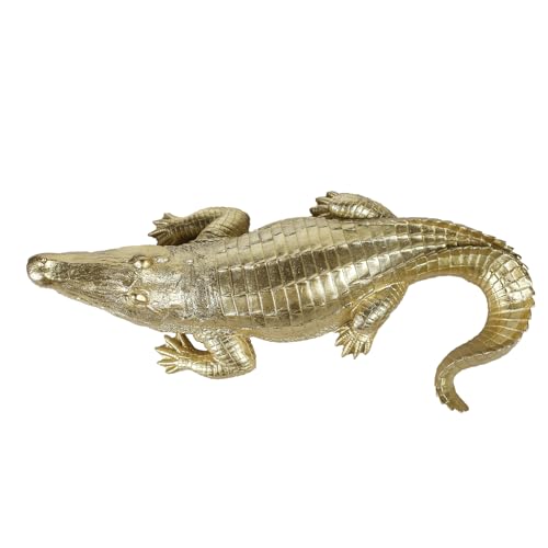 Estatua de Cocodrilo Dorado de Resina miniatura 3