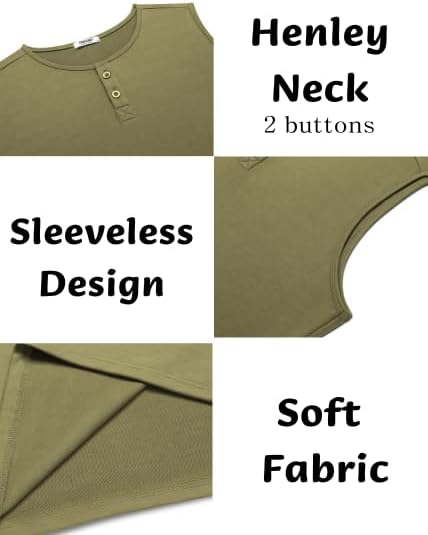 COOFANDY Men's Casual Tank Top Sleeveless Henley Shirts Muscle Fit T Shirt - Image 5