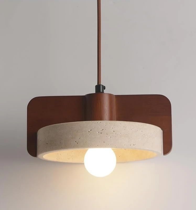 Lampe LED suspendue en pierre de grotte jaune design minimaliste - 2