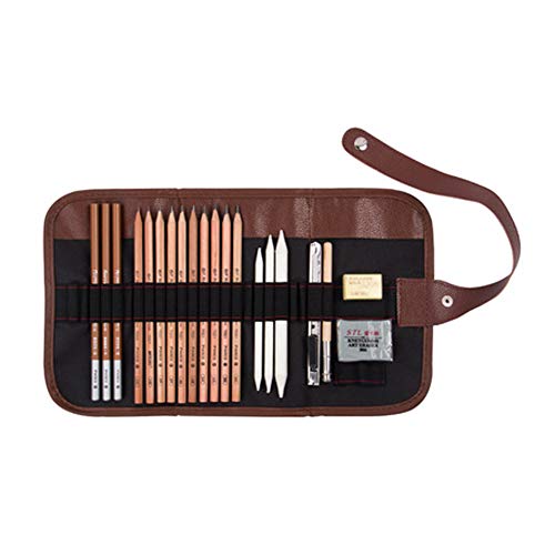 Lasenersm 0577-24 1 Piece 24 Slot Canvas Pencil Roll Up Case Pencil Wrap Case Roll Up Pouch Pen Wrap Organizer Roll Up Pencil Holder Charcoal Pencils Rolling Pouch thumb #3
