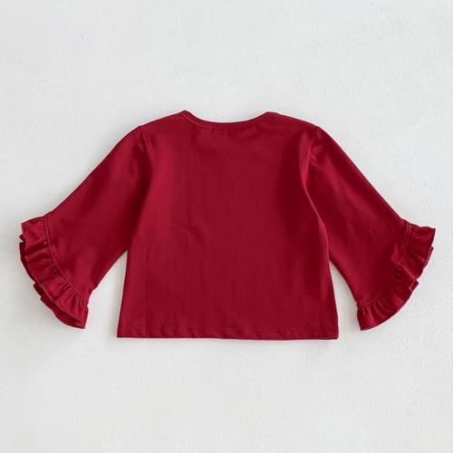Image of Colorful Childhood Little Girls Ruffle Bat T Shirt Autumn Princess Girl Blouses Spring Tops