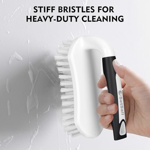 Image of SetSail Scrub Brush, Heavy-Duty Scrub Brushes for Cleaning with Stiff Bristles Cleaning Brush for Shower, Bathroom, Carpet, Kitchen and Bathtub Scrubber - 2 Pack Black