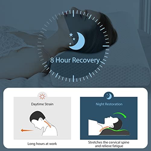 Findigit Cervical Contour Memory Foam Pillow for Neck Pain , Orthopedic Neck Support Pillow for Side Sleeping , Ergonomic Pillow for Side Back Stomach Sleepers with Washable Cover