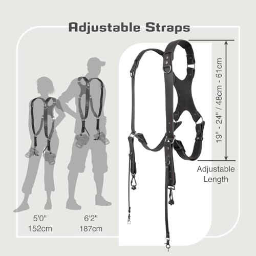 Image of Camera Harness for 2 Cameras,Dual Shoulder Leather Camera Strap,Full Grain Leather Harness for Photographers