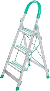 Ladder Step Ladders 3 Step Steel Ladder Aluminum Stepladders with Handrails and X-Shaped Reinforcement Design Lightweight Step Ladders for Home Portable Step Stool