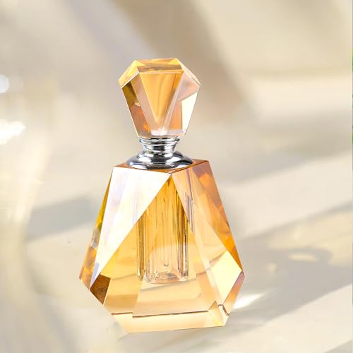 14ml Champagne Gold Crystal Perfume Bottle,Seamless High-Clarity Design,Refillable Travel & Vanity Decor,Luxury Gift