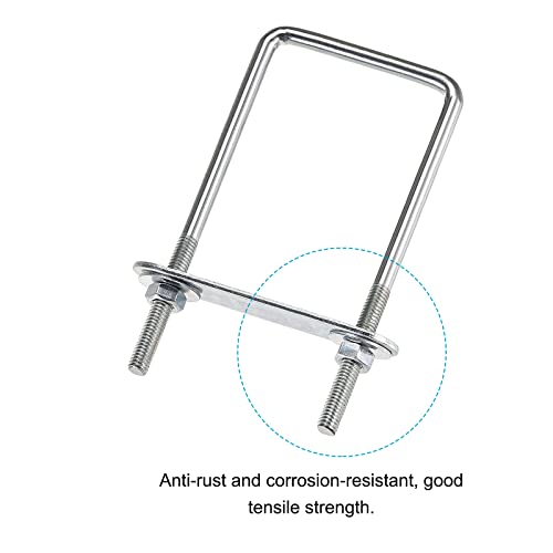 Image of METALLIXITY U Bolts 2 Sets (M6x50x150mm), Square U Bolt Carbon Steel with Accessories - for Construction, Pipe