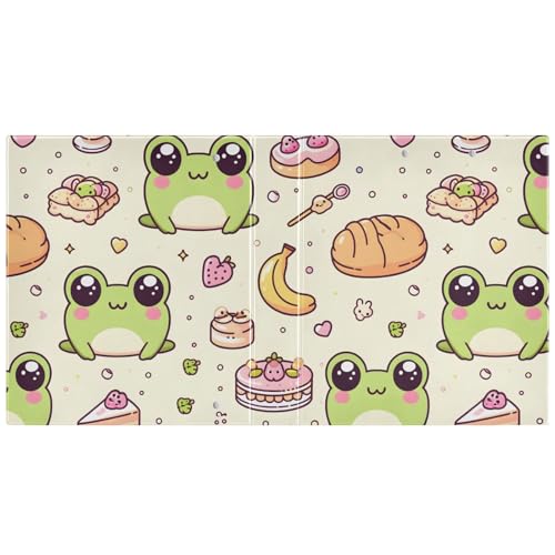 Image of 3 Ring Binder Frog Forest Animal Green Dessert 1.5 inch Binders Three Ring Binders with Clipboard Fit 8.5'' x 11'' Paper 3 Interior PVC Clear Pockets for Office Supplies