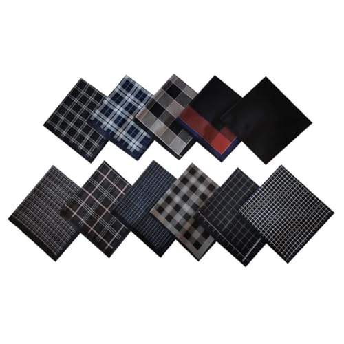 HOULIFE Men’s Handkerchiefs, Black Cotton Handkerchiefs for Men, 17x17 11 Pcs