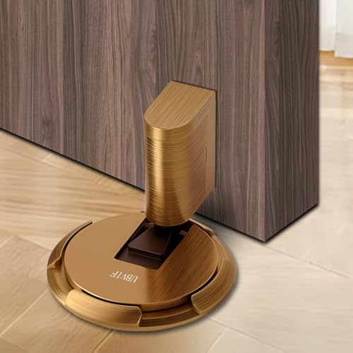 UBVIF No Magnetic Door Stopper, Adjustable, Mechanical Doorstop, Windproof Door Stop for Indoor, No Nails/Screws Needed,Heavy Duty Door Holder,Keep Door Open (1, Matte Brown Bronze)