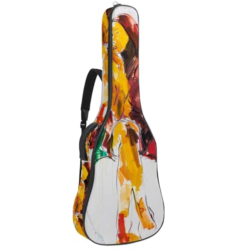 Sac de guitare acoustique 104,1 cm imperméable housse de transport éponge épaisse motif peint