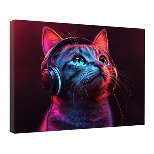 Poster chat écoutant de la musique pour salle de bains moderne