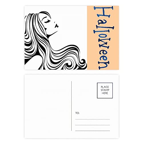 Cartes postales d'Halloween haut de gamme aux illustrations de cheveux bouclés