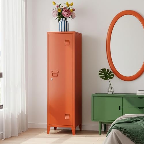 [en.casa] Armoire Métallique à Casiers Vestiaire 3 Compartiments Meuble de Rangement Vérouillable avec Fentes d'Aération Stable pour Chambre Entrée Bureau...