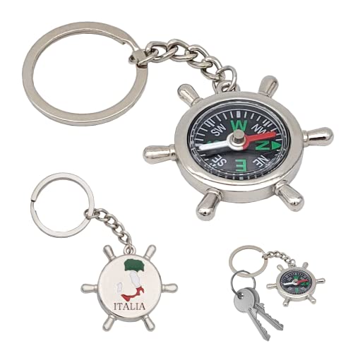 Brújula llavero magnético para supervivencia, camping – Compás timón barco de bolsillo con anillo porta llaves bandera nacional italiana Italia, accesorio hombre y mujer, idea regalo, cromo, S Brújula llavero magnético para supervivencia, camping – Compás timón barco de bolsillo con anillo porta llaves bandera nacional italiana Italia, accesorio hombre y mujer, idea regalo, cromo, S