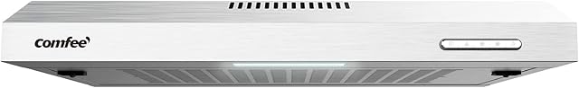 COMFEE' 60 cm Visor Cooker Hood SLIF17SS-60 LED Extractor Hood Under Cabinet Hood Wall Mounted Extractor Fan Kitchen 600 mm Top Vented Range Hood - Stainless Steel