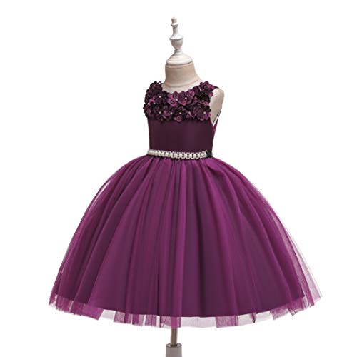 Glamulice Vintage Flower Girl Dress 3D Floral Tulle Pageant Dresses Kids Wedding Bridesmaid Formal Holiday Party Gown3