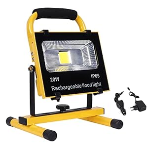 HENGMEI 20W LED Fluter Akku Baustrahler Arbeitsleuchte Strahler Flutlicht Scheinwerfer handlampe Campinglampe,KaltWeiß)
