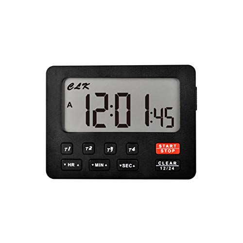 HonorMeet Temporizador de Mesa Digital,Cuenta atrás/Arriba de 4 Eventos, Pantalla de Reloj, recordatorio de zumbador para niños y Adultos de Lectura en el Gimnasio, Camping, Cocina, horneado. (Black) Cover