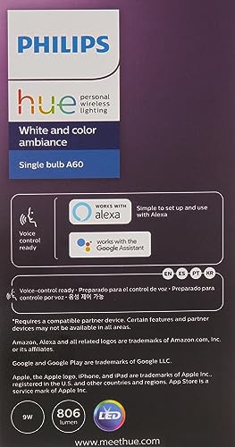 Philips Hue White & Color Ambiance Lâmpada E27 220V - Iluminação Inteligente Controlada Por Wifi E B