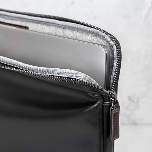 Funda de piel auténtica de 14 para MacBook con forro de lana negra 3