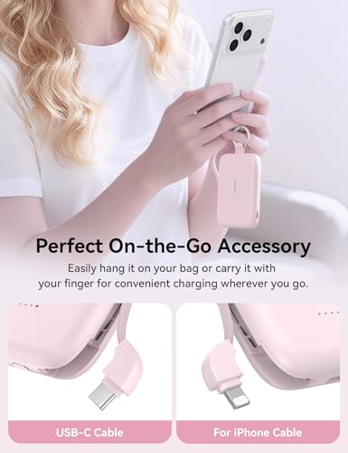 RORRY モバイルバッテリー【創新プロ版】 (10000mAh,30W,2本ケーブル内蔵) 軽量 小型 大容量 3台同時充電【USB-C入出力 PD対応/PSE技術基準適合】急速充電 携帯充電器 For iPhone 17/16/ 15/14/13/iPad/AirPods/MacBook/Switch2など各種機器対応 カラビナ付き アウトドア 旅行 持ち運び 防災 Power Bank