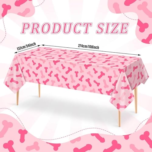 Image of 3pcs Pink Bachelorette Plastic Tablecloth, Naughty Bridal Shower Party Disposable Table Cover Pink Bride to Be Table Cloth Bride to Be Engagement Party Decorations 108 x 54 Inch