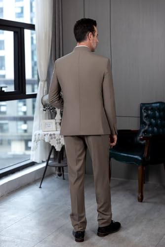 Men's 2 Pieces Suit Stand Lapel Single Breasted Charming Zhongshan Suits Jacket Pants Tuxedo Set for Wedding3