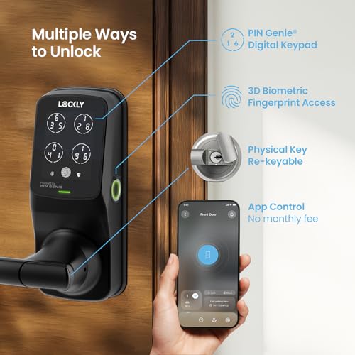 Lockly Secure Pro Smart Lock Wi-Fi, Keyless Entry Digital Keypad Door Lock, 3D Biometric Fingerprint Sensor Front Door Lock with Handle, Voice Control & Auto Lock - Latch Edition – Image 3