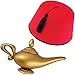 Produktbild German Trendseller® Aladdin - Wunderlampen - Kostüm - Set - Deluxe  Aladdin FEZ Hut Rot + Wunderlampe Gold  Karneval - Party  Aladin Premium - Set