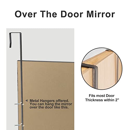 Image of NeuType Over The Door Mirror Full Length - Hanging, Leaning, or Wall-Mounted, 47 inchx18 inch, Black, No Stand