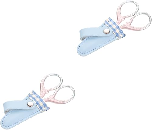 COHEALI Juego de 2 tijeras para álbumes de recortes, suministros de bordado a mano, protector de cuero, caja de costura Tijeras de Costura para