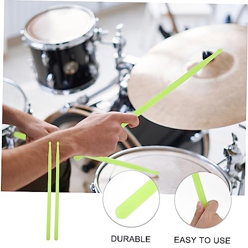 Baquetas luminosas LED para batería, color verde fluorescente, material nailon, tamaño 5A, 2 unidades, ideales para presentaciones nocturnas y escénicas miniatura 4