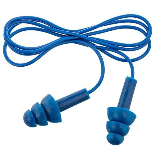 SILENTO DETEKTO Tapones para los oídos detectables, con cordón azul, reutilizables, forma de láminas, 100 pares