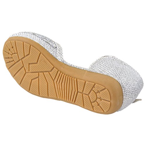 Generation Y Girls Flat Sandals Kids Peep Toe Ankle Strap Glitter Dress Shoes GY-KS-IVY-013