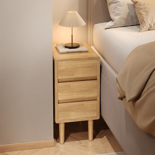 Nightstand with 3 Drawers Narrow Night Stand Solid Wood Bedside Table Mid Century Modern Nightstand Wooden End Table for Bedroom, Study, Office by IUNVR - Used condition - Image 7