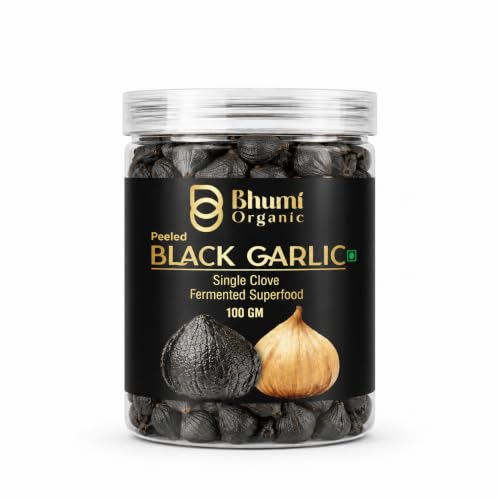 Image of Bhumi Organic Peeled Black Garlic Single Clove 100 gm | Fermented Superfood, Ready to Use
