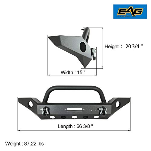 Eag Front Bumper With Winch Plate Fit For 07-18 Wrangler Jk Offroad #TOP3